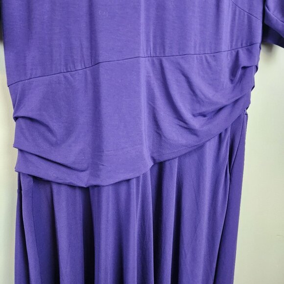 Betabrand Womens 2XL Purple Draped Dress Short Sleeve Soft - Picture 3 of 7